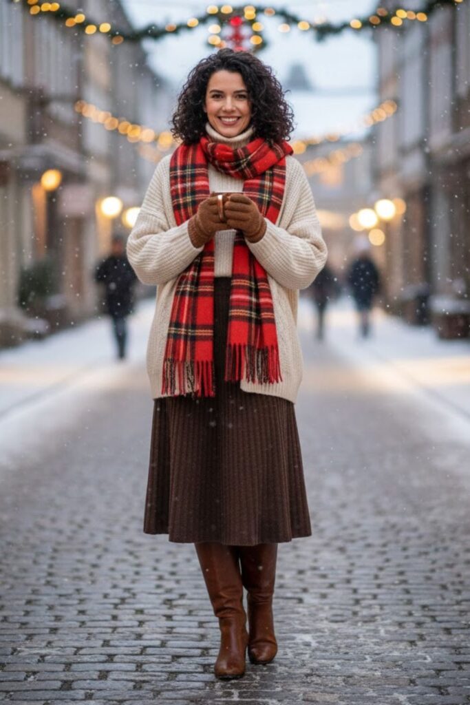 Skirt with Layered Knitwear