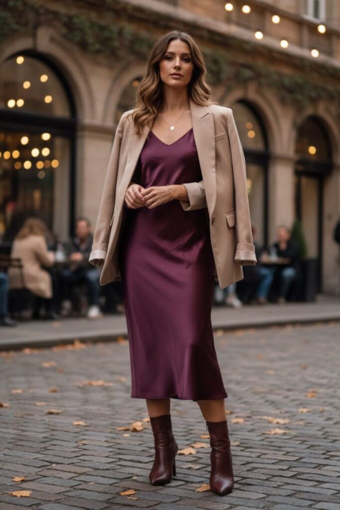 Slip Dress with Oversized Blazer