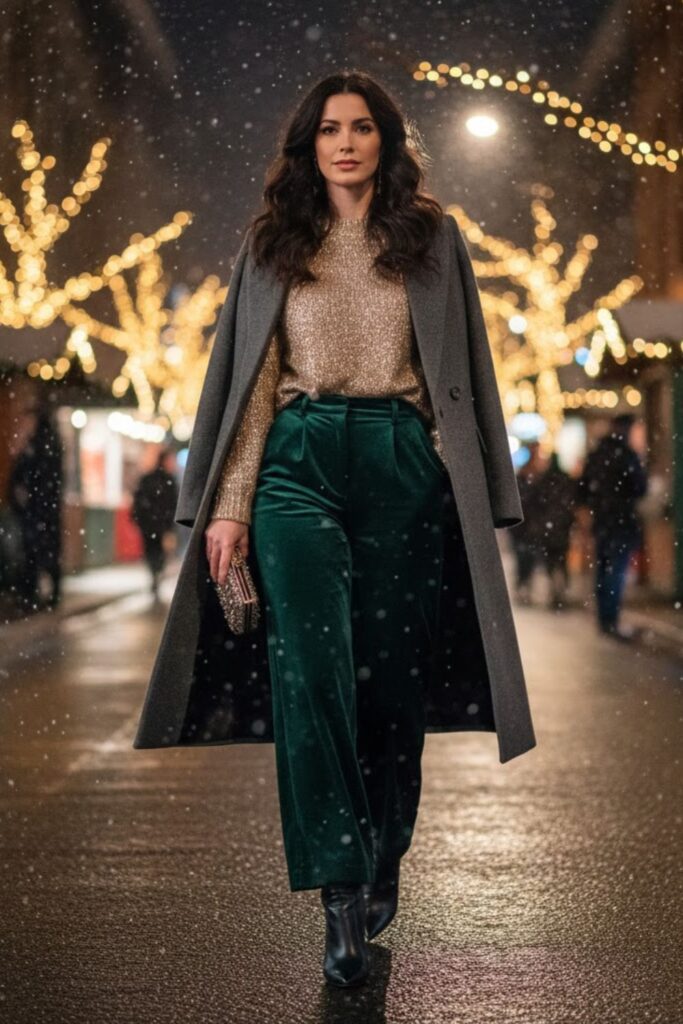 Sparkly Sweater with Velvet Pants
