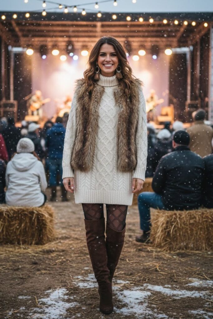 Sweater Dress with Tall Boots