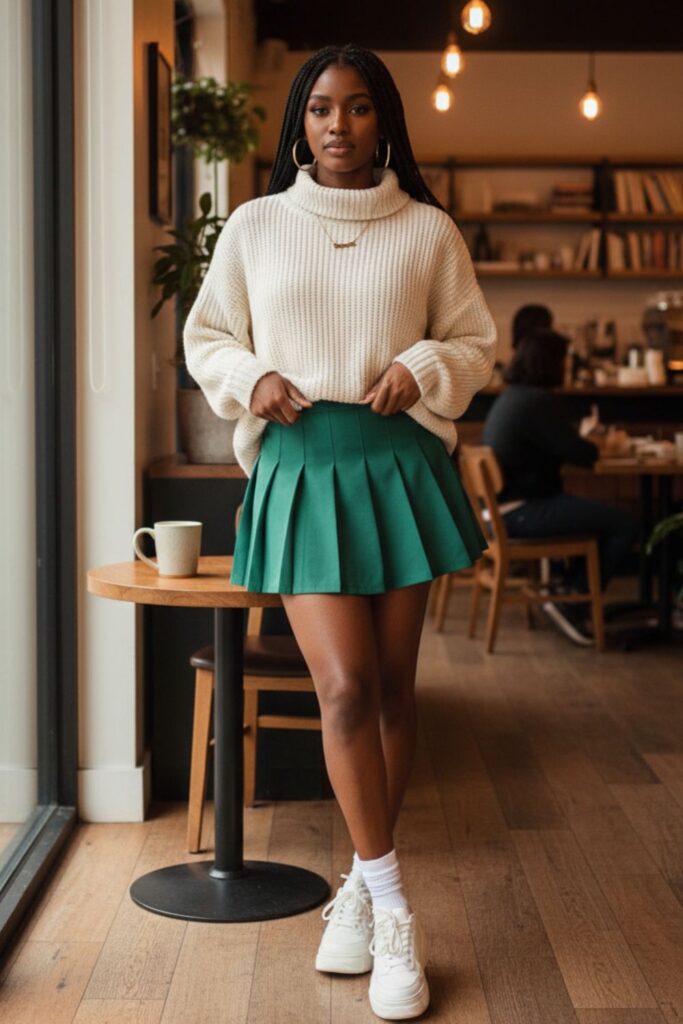 Tennis Skirt with Oversized Sweater