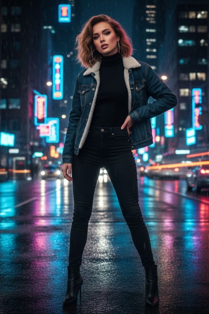The Denim and Faux Fur Combo