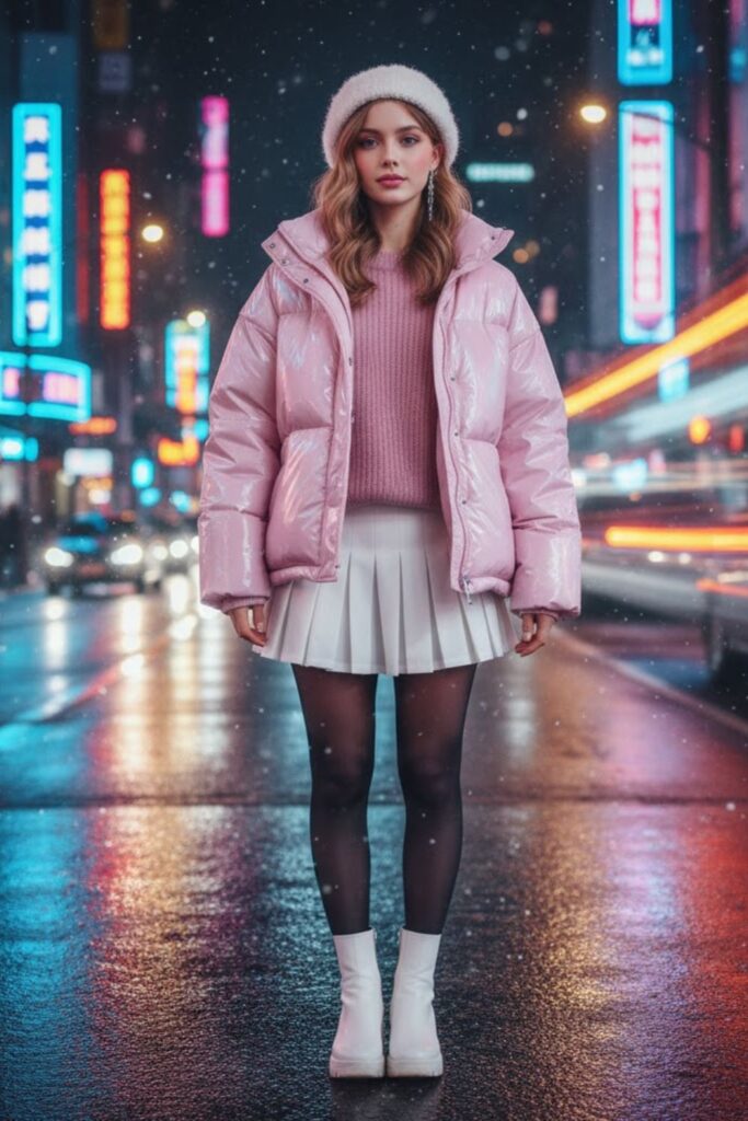 The Pastel Puffer and Knit Look