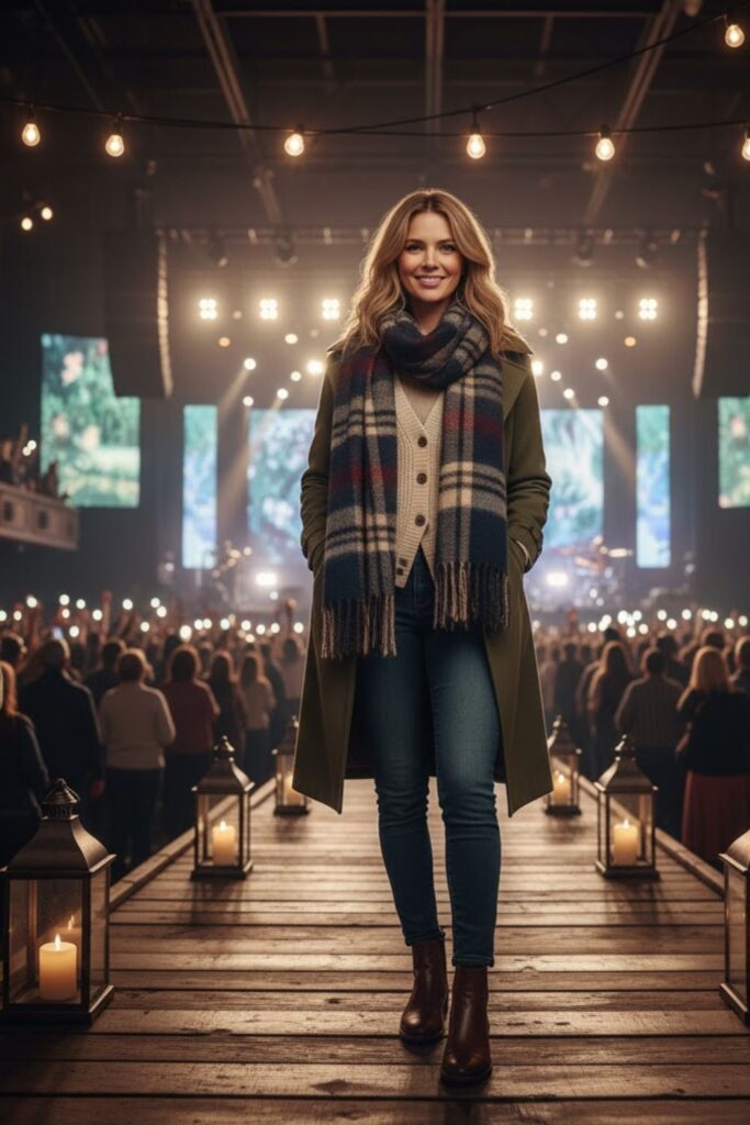 Trench Coat with Plaid Scarf and Chelsea Boots