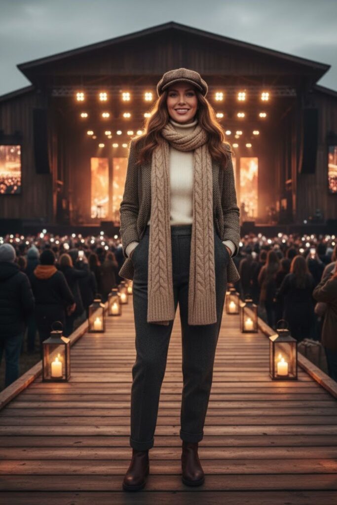 Turtleneck with Tweed Jacket and Wool Trousers