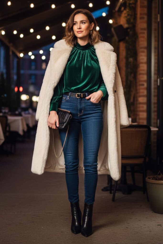  Velvet Top with Skinny Jeans