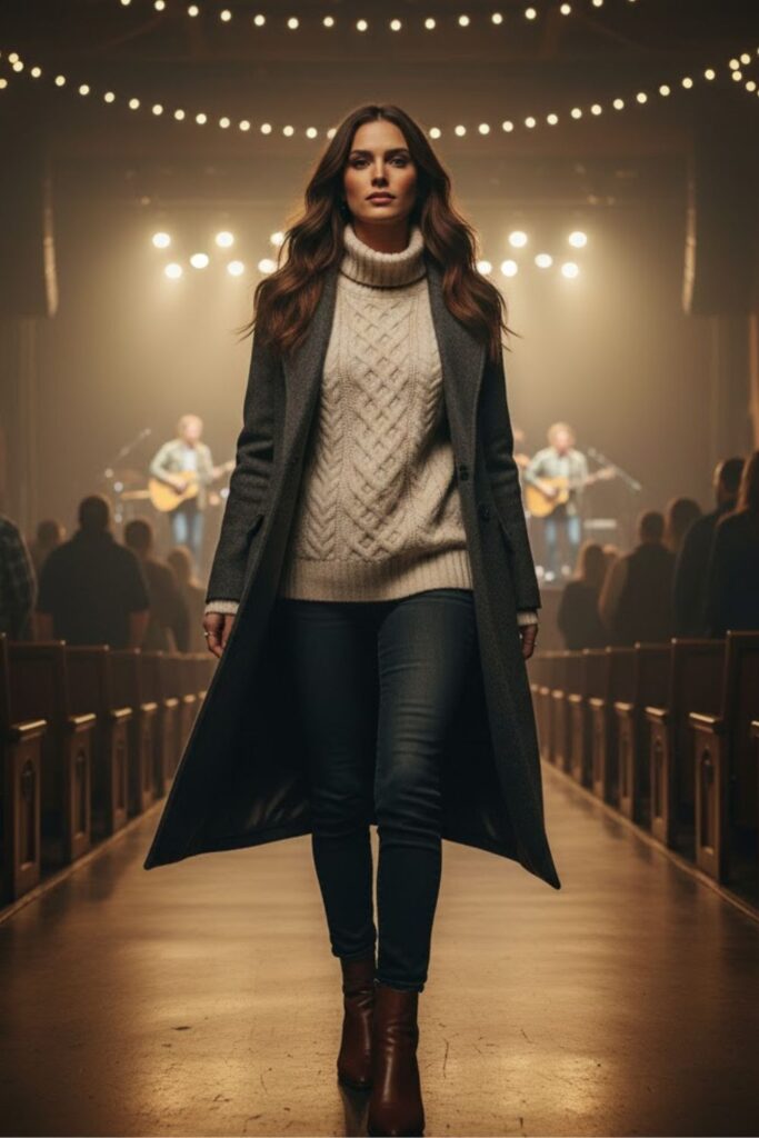 Wool Coat + Turtleneck Sweater + Dark Skinny Jeans + Chelsea Boots