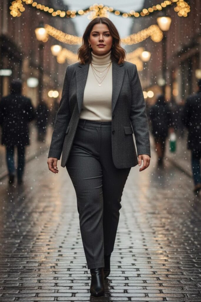 1. Wool Blazer and Turtleneck with Trousers