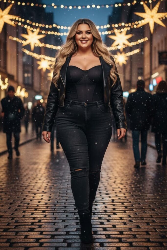 10. High-Waisted Jeans with Corset Top