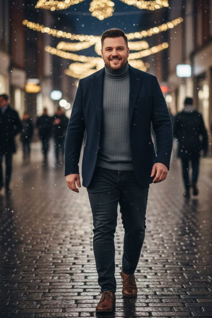 11. Turtleneck with Blazer and Jeans