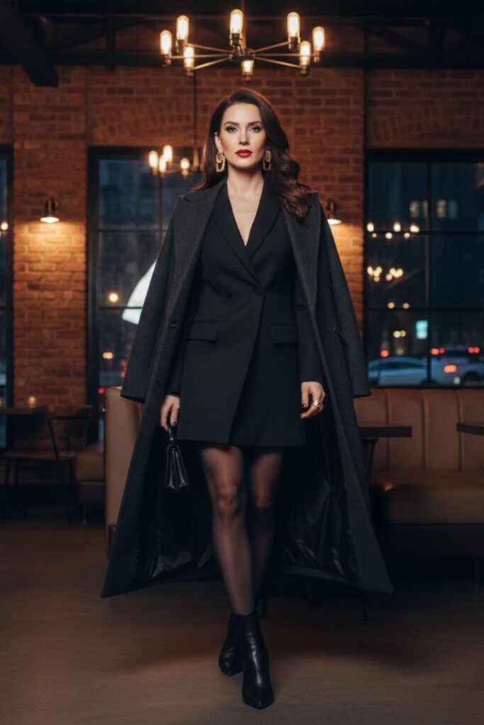 12. Blazer Dress with Heeled Boots