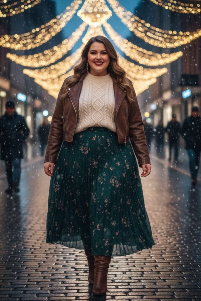 12. Cable Knit Sweater with Maxi Skirt