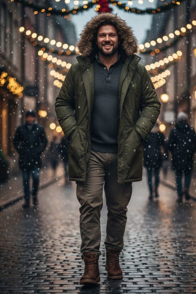 12. Parka with Henley and Cargo Pants