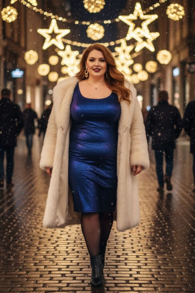 13. Glitter Bodycon Dress with Tights