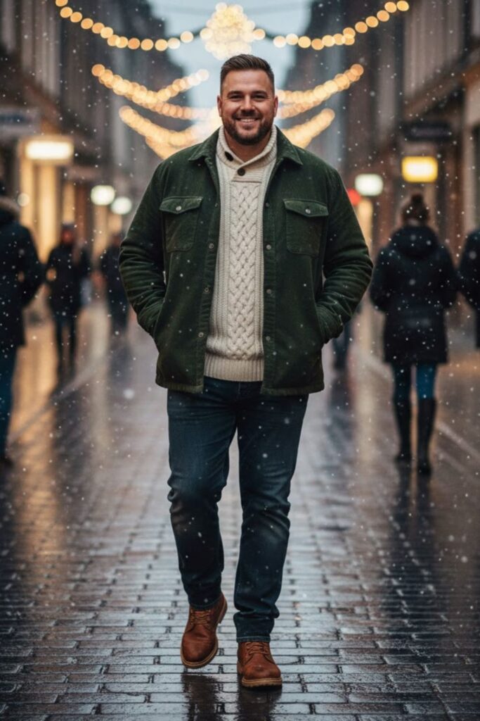 13. Overshirt with Sweater and Jeans