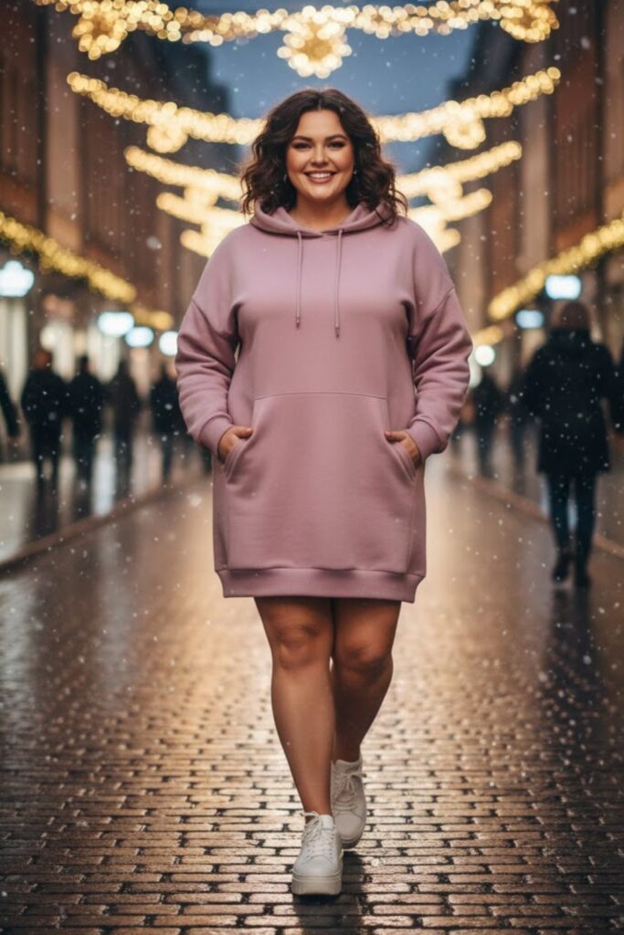 15. Hoodie Dress with Sneakers