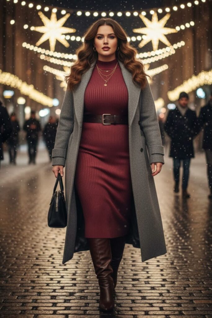 15. Sweater Dress and Knee-High Boots