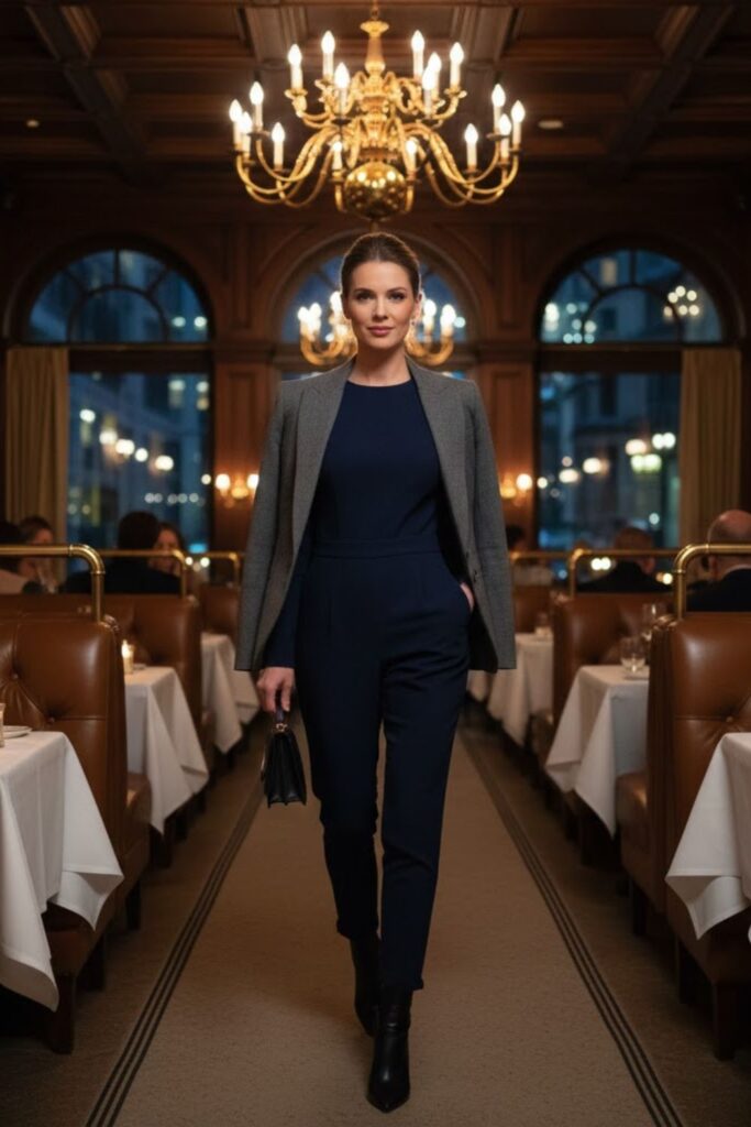 4. Tailored Jumpsuit with a Structured Blazer
