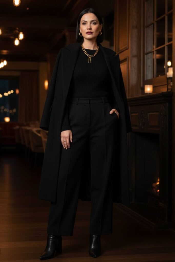 5. All-Black Monochrome Dinner Outfit