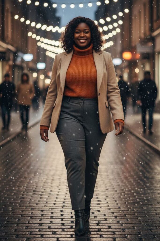 5. Blazer and Turtleneck Combo
