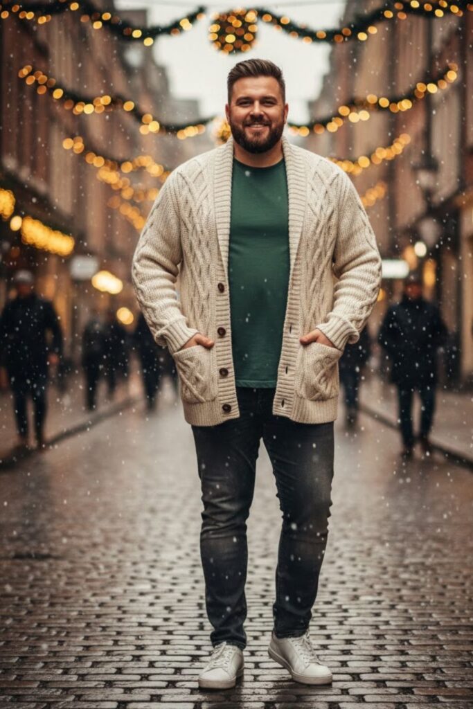 7. Cardigan with T-Shirt and Jeans