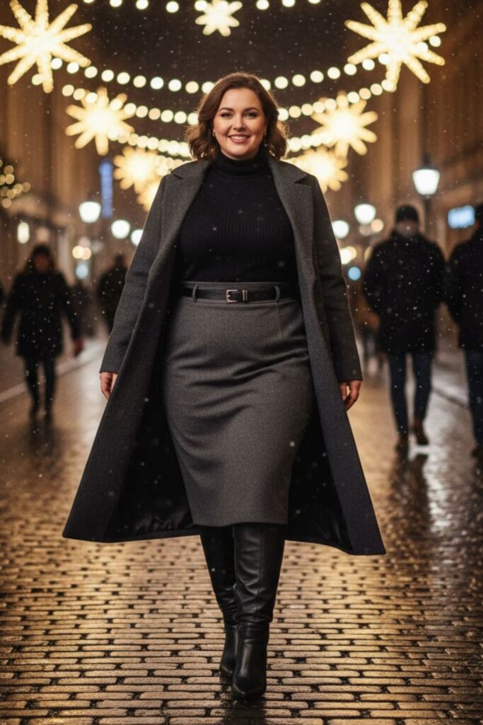 7. Turtleneck and Midi Pencil Skirt