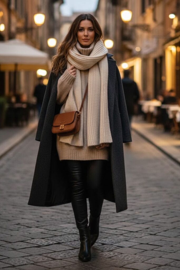 1. Leggings With an Oversized Knit Sweater