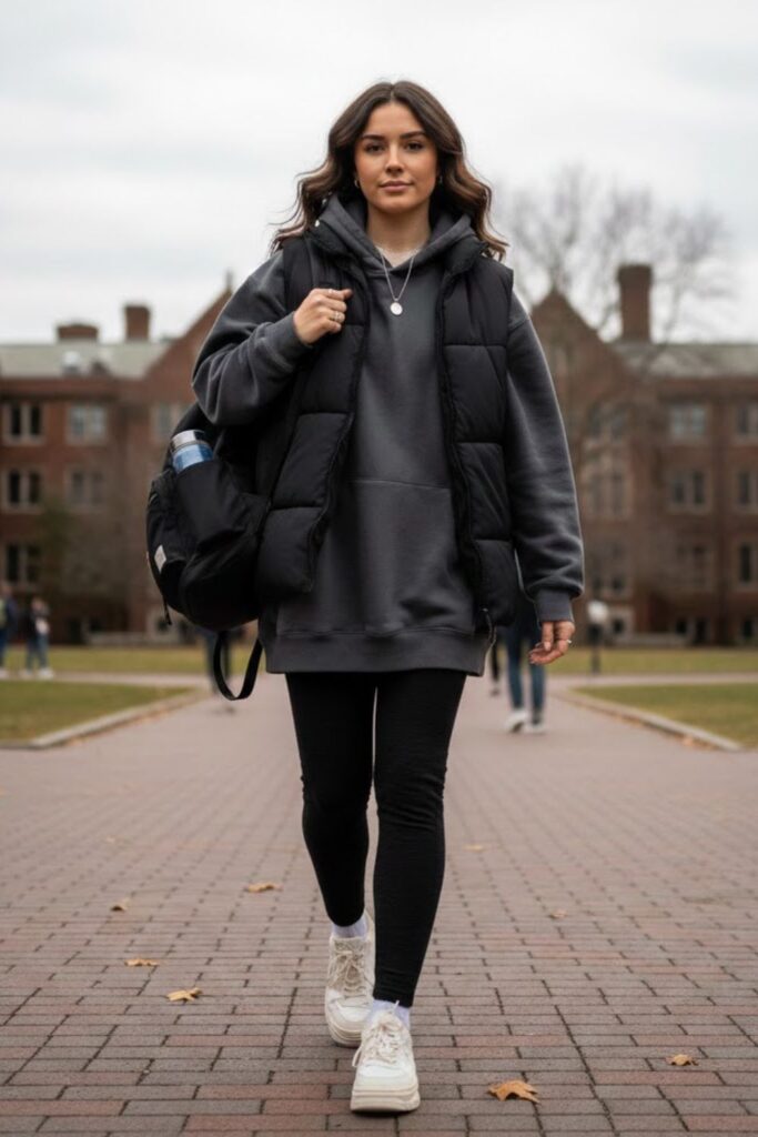 1. Oversized Hoodie With Leggings and Sneakers