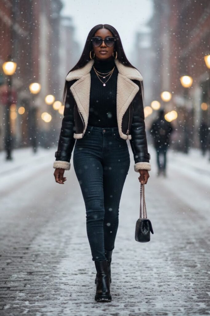 10) Cropped Jacket + High Waist Jeans