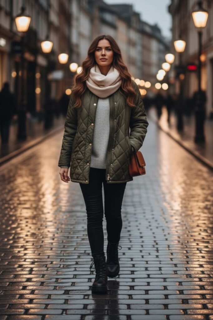 10. Leggings With a Quilted Jacket