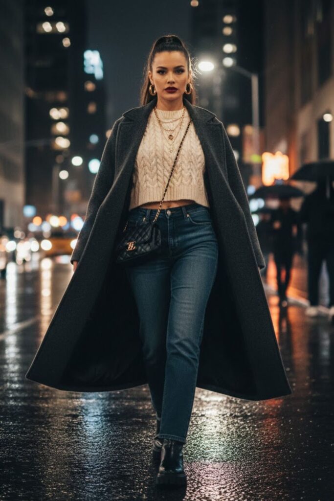 11. Cropped Sweater With High-Waisted Jeans
