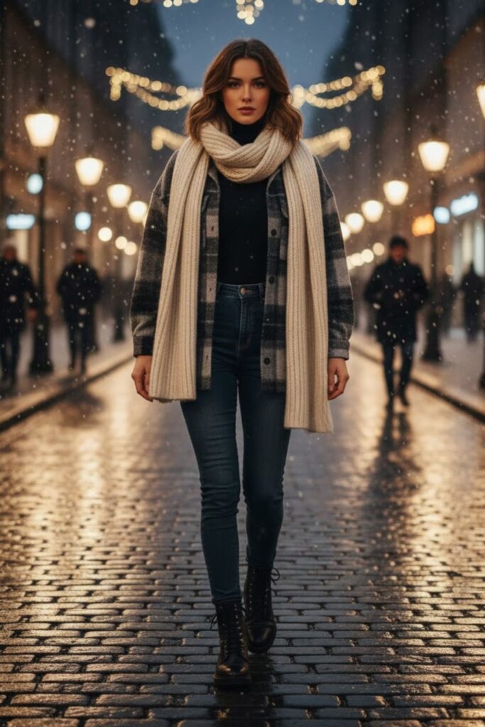 11. Turtleneck Layered With Shacket And Jeans