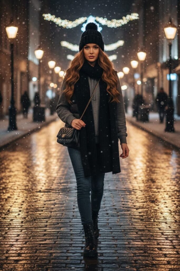 12. Puffer Vest With Hoodie and Jeans