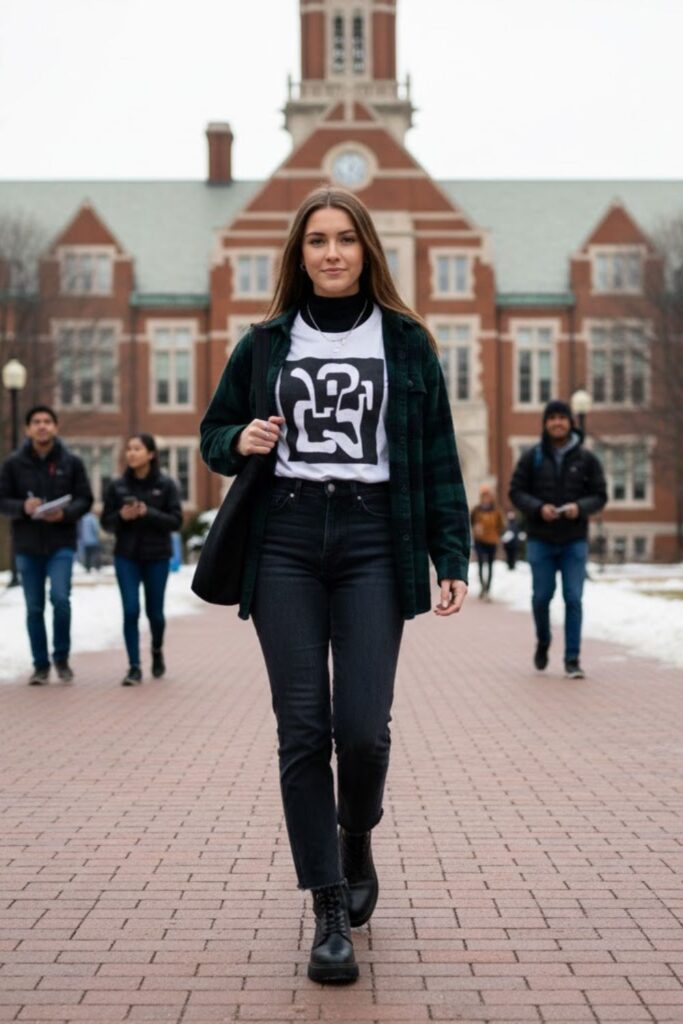 13. Turtleneck Under Graphic Tee With Jeans