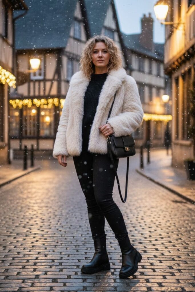 14. Leggings With a Faux Fur Jacket