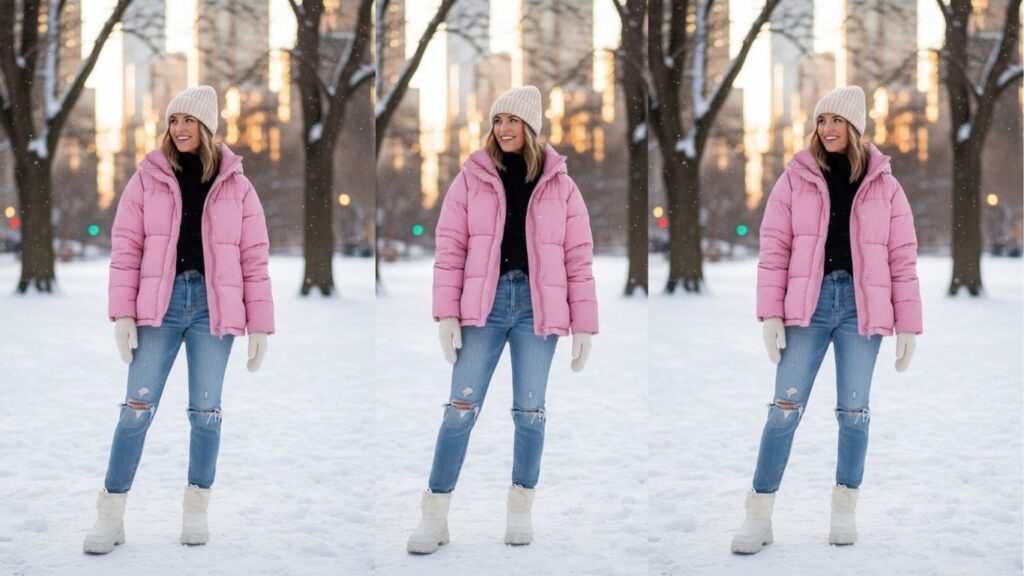 15 Pink Puffer Jacket Outfit Winter