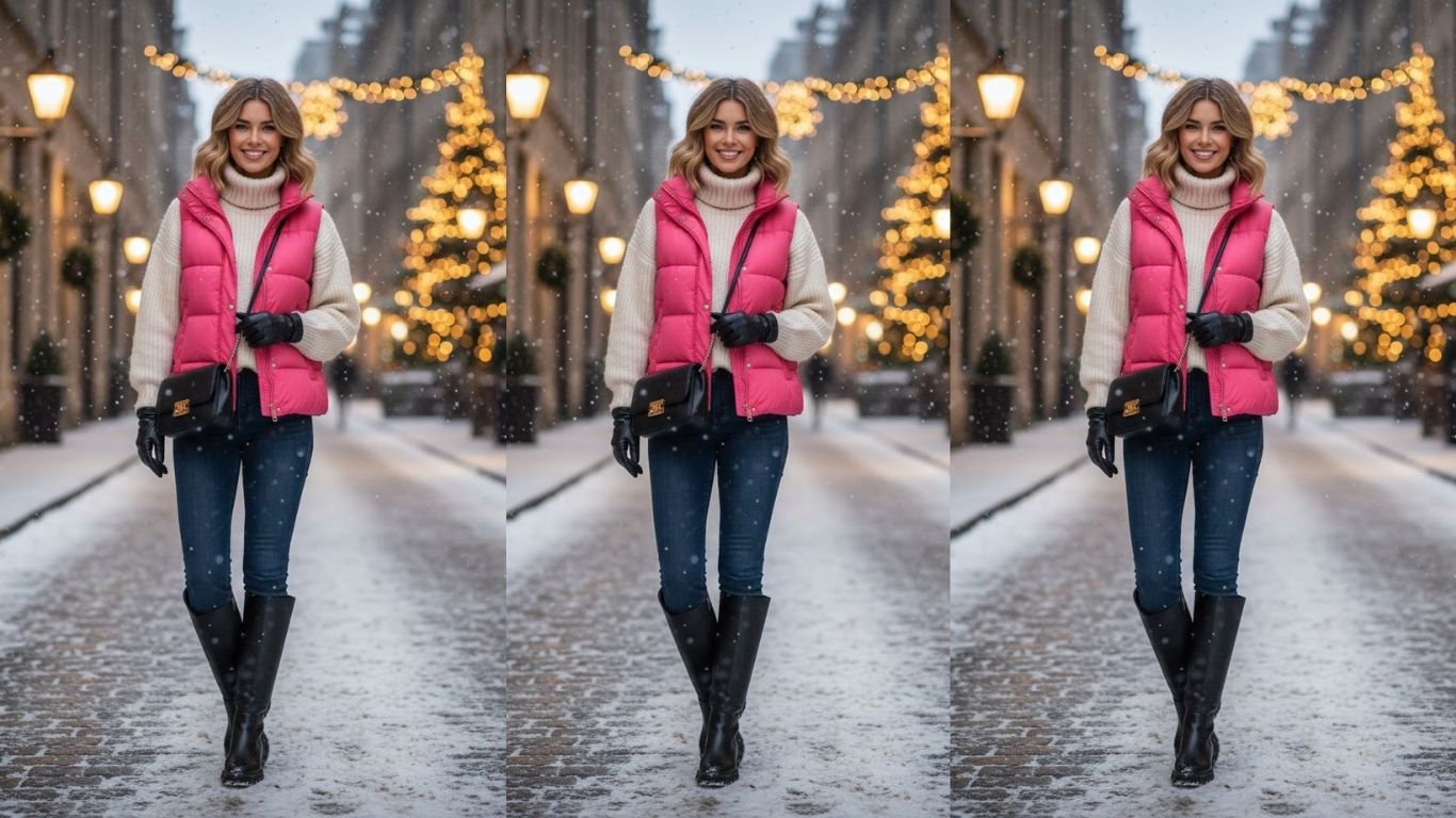 15 Stylish Pink Vest Winter Outfit Ideas To Stay Warm and Trendy