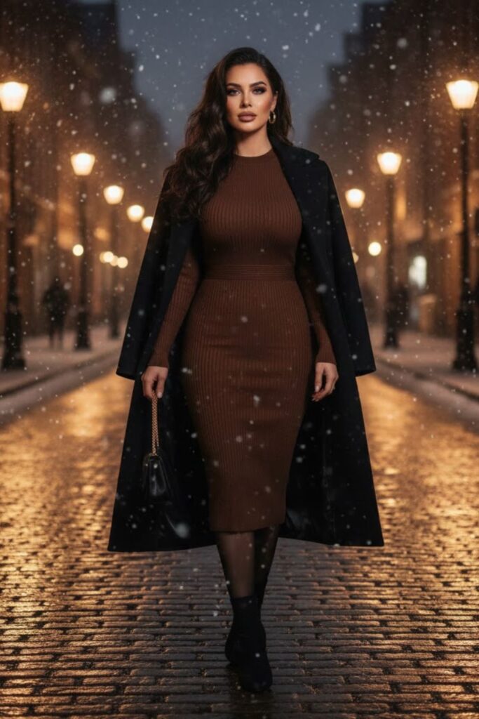 2. Long Sleeve Bodycon Dress And Heels
