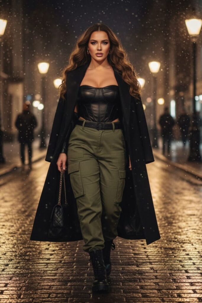 5. Cargo Pants With Corset Top and Jacket