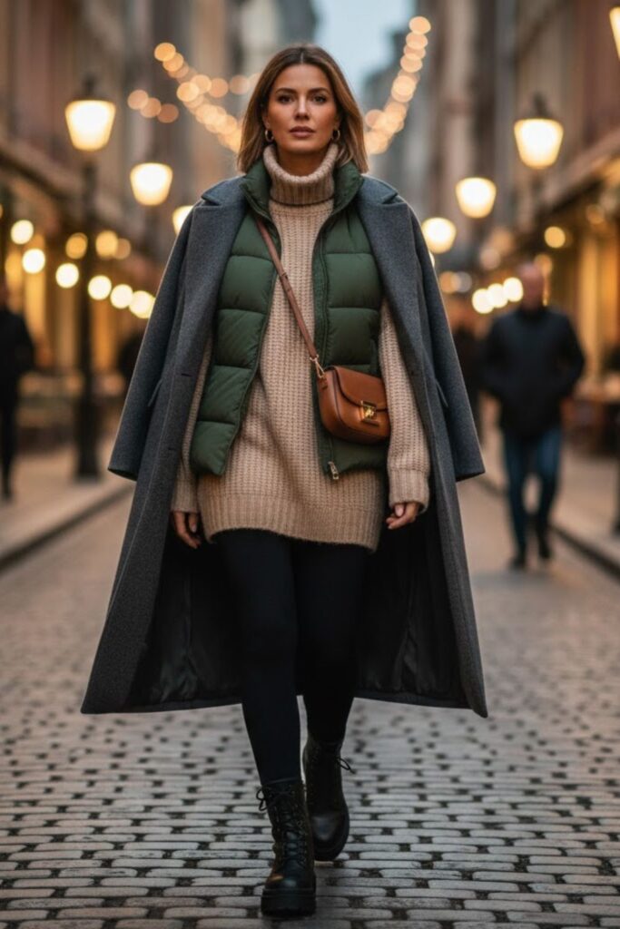 5. Leggings With a Turtleneck Sweater