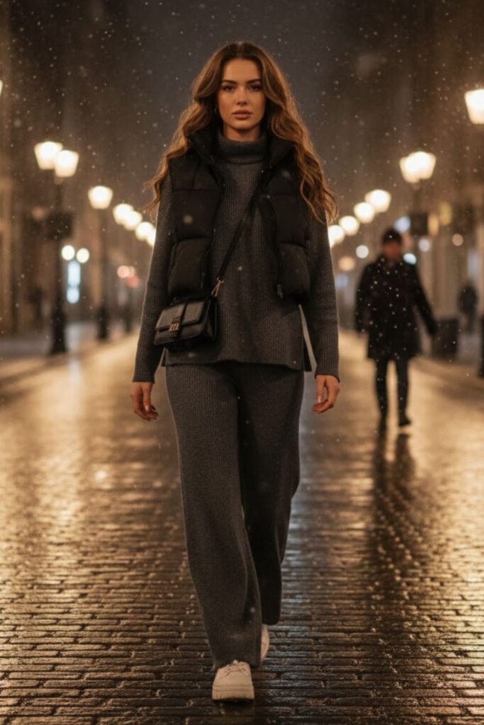 5. Matching Sweats Set With Puffer Vest