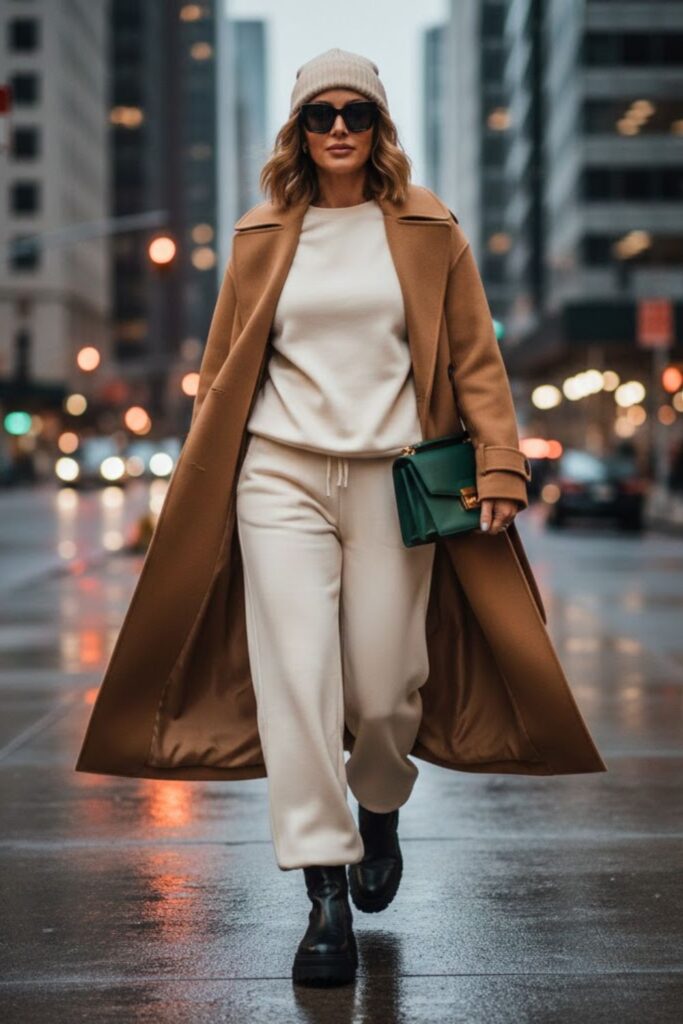 5. Matching Sweatsuit With Statement Coat