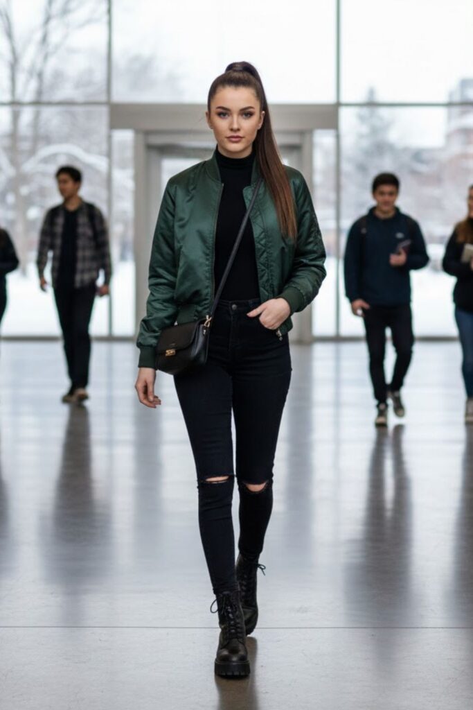 8. Bomber Jacket With Black Jeans
