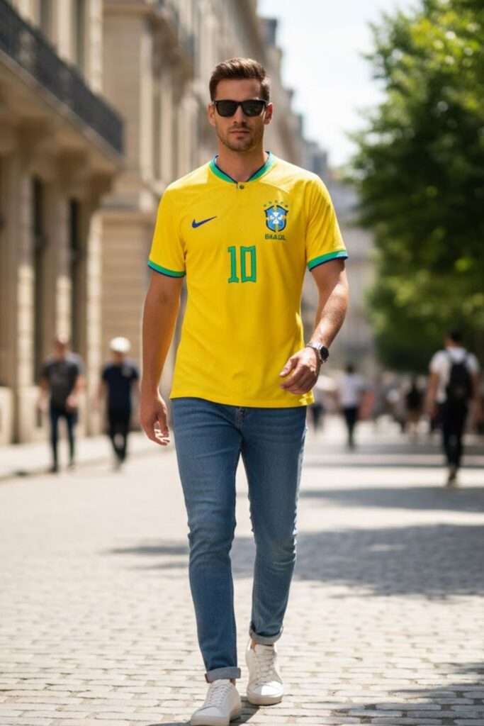 1. Brazil Jersey with Classic Blue Jeans
