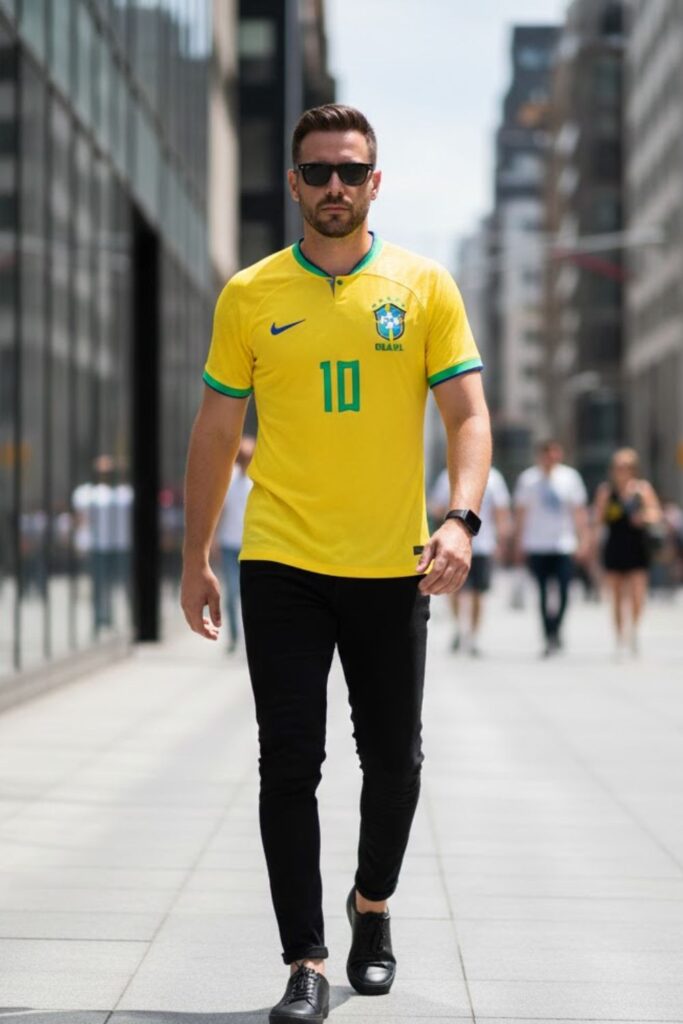 11. Brazil Jersey Outfit with Monochrome Base