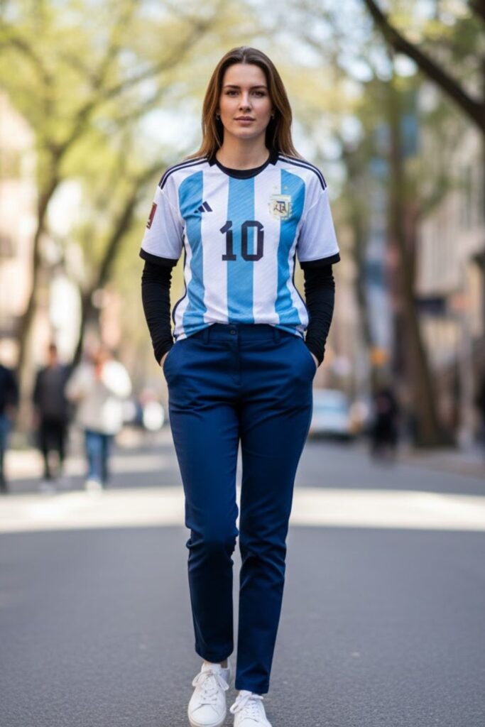 13. Messi Jersey with Layered Long Sleeve Tee