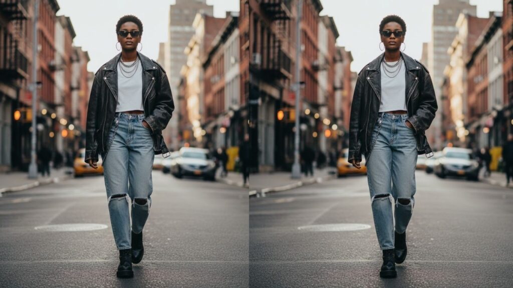 15 Baggy Leather Jacket Outfit