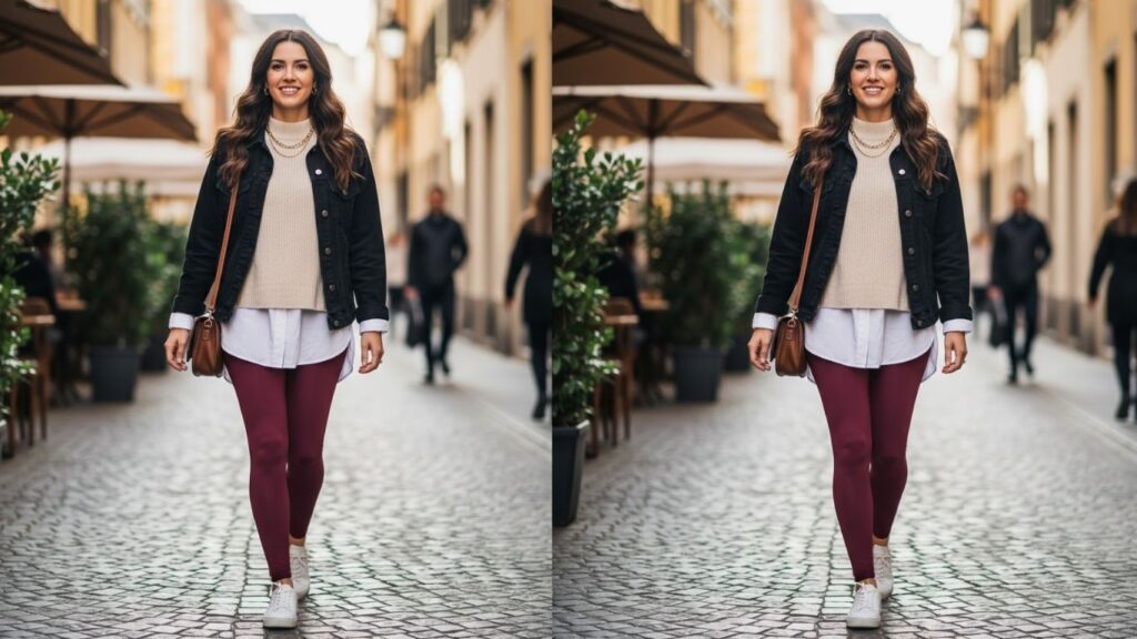 15 Burgundy Leggings Outfit Ideas