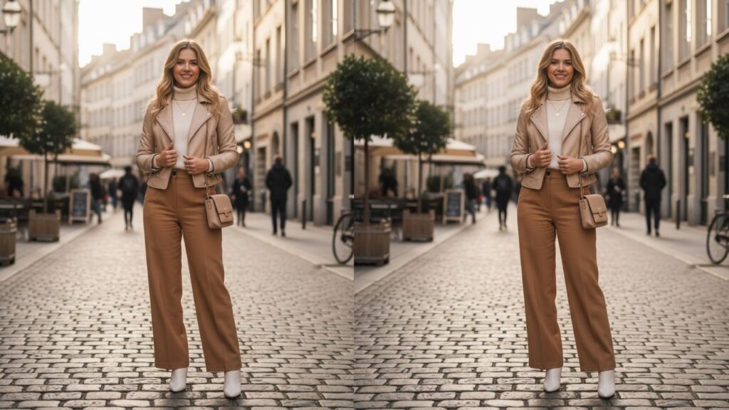 15 Chic Beige Leather Jacket Outfit