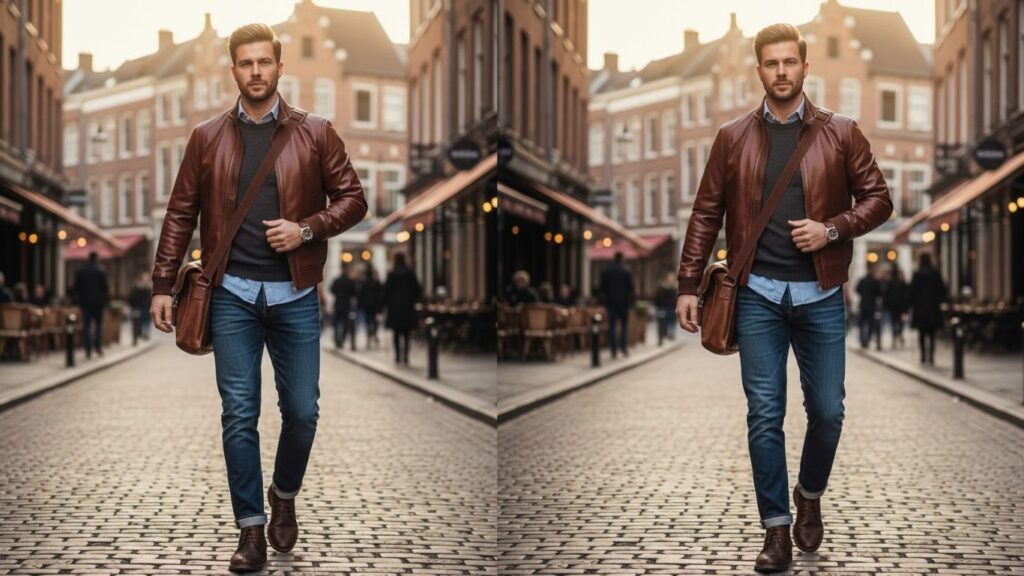 15 Classic Brown Leather Jacket Outfit Men
